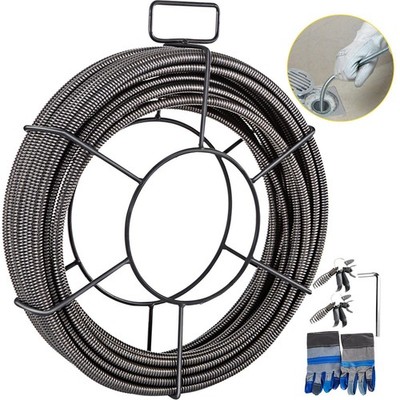 Pro Grade 75ftx3/8in Sewer Cleaning Cable for 2-4in Pipe Applications