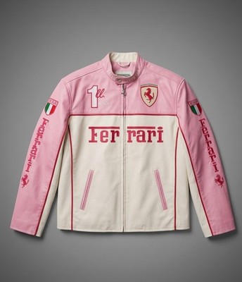 Ferrari Kimi Raikkonen F1 Formula Pink Racing Faux Leather Jacket