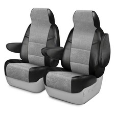 For Chevy Corvette 97-04 Ultisuede 1st Row Black Gray Custom Seat Covers