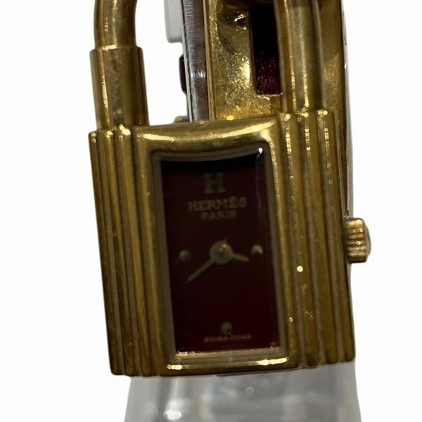 HERMÈS Orologio Hermes Kelly KE1.201 Quarzo Donna Quadrante Rosso Quadrato Cadena Oro Accessorio