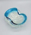 Vintage MCM Murano Silver Bullicante Art Glass Trinket Bowl, Catchall, Ashtray