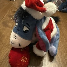Eeyore as Santa Disney Store Winnie The Pooh 1999 Bean Bag Plush w/ Tag 8" NEW