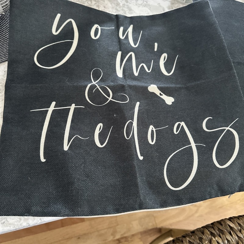 2 New 17”x17” Black Pillow Covers Dog Themed