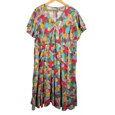 Parsley Sage sz 2X Button Front lagen Midi ruffle shirt Dress colorful retro