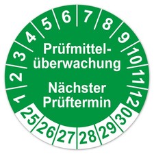 Pr&uuml;fplaketten Pr&uuml;fmittel&uuml;berwachung n&auml;chster Pr&uuml;ftermin Aufkleber LTB003