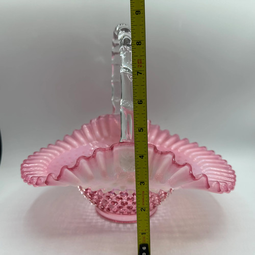 Fenton Cranberry Opalescent Hobnail Brides Basket - Picture 10 of 10