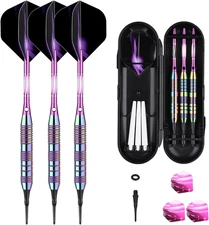 Darts Plastic Tip Set - 18G 21G Colorful Rainbow Soft Tip Darts 50 Anti-Loose O-