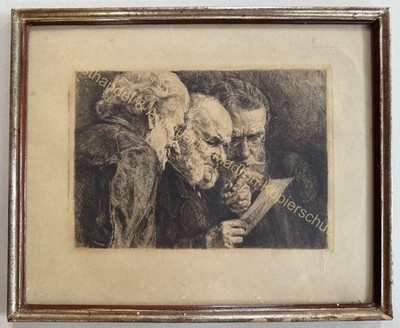 orig. Radierung Peter Halm 1854-1923 Herren 31x25,5cm