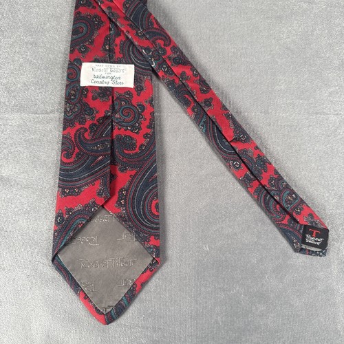 Corbata de seda vintage cosida a mano Robert Talbott Wilmington Country Store roja cachemira - Imagen 6 de 9