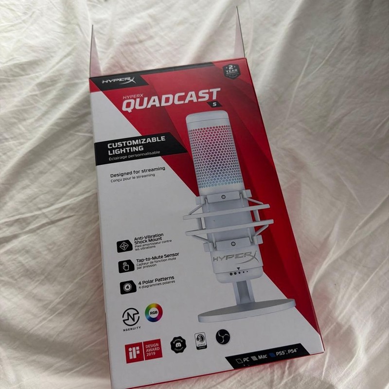 HyperX QuadCast S RGB White USB Condenser Microphone for PC PS5 Mac Tested