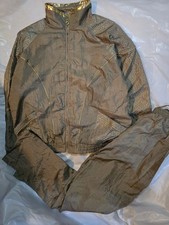 Vintage 90s Tracksuit  MedMetallic Windbreaker Jacket Pants Retro Gold Set