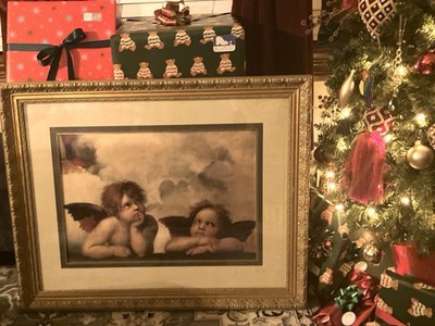The Cherubim Putti Two Angela Vintage Photograph Celestial Gold Frame Vintage