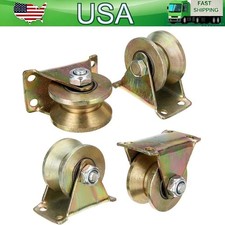 4Pcs 2 Inch V Groove Wheel Sliding Gate Bracket Roller Heavy Duty Caster P