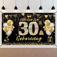 30. Geburtstag Banner, Schwarz Gold 30 Jahre Geburtstag Deko Mann Frau, 30. Gebu