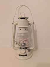 White Hurricane Oil Lantern Kerosene Lamp Farmhouse Decor Unfired Cream Paraffin