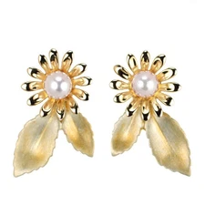 Star Jewelry K10YG/ SV Akoya Baby Pearl Earrings Diameter Approx 3.5 mm Flower 2