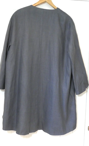 JEAN MUIR Light Blue Linen 3/4 Wide Sleeve Waterfall Front Lined JACKET - 14-20 - Picture 12 of 16