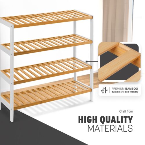 Zapatero de bambú natural KEPLIN 4 niveles fácil montaje y diseño fuerte - Imagen 17 de 29