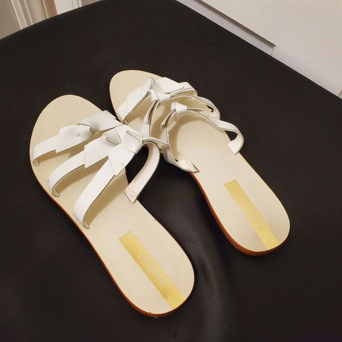 KAANAS Recife Womens Knotted Slide Sandal Sz 10M white eBay