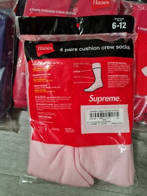 Supreme Hanes Sock (4pairs) Red/Pink/Purple - Brand New 100