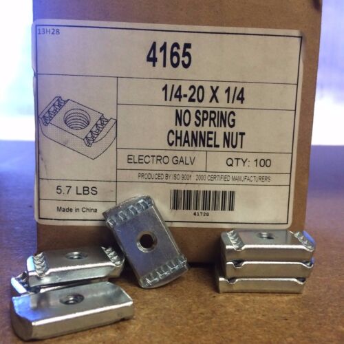 (QTY 500) 1/4"-20 Strut Nuts W/O Spring Unistrut B-Line Channel #4165 P3006-1420 - Picture 2 of 3