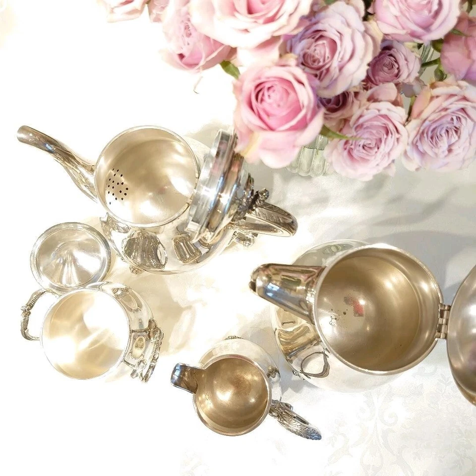 [Usado/Muy Bueno] Christofle Marly Tetera Crema Azúcar Olla Cafetera Raro Set JP Foto 3 de 4