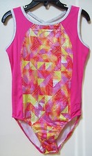 Girls Capezio Pink Future Star Geo Fusion Dance Gymnastics Leotard Sz S