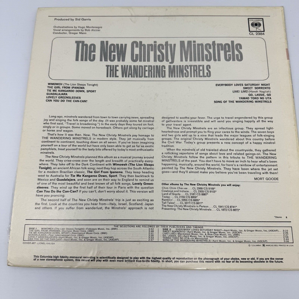 The New Christy Minstrels The Wandering Minstrels Columbia Record CL ...