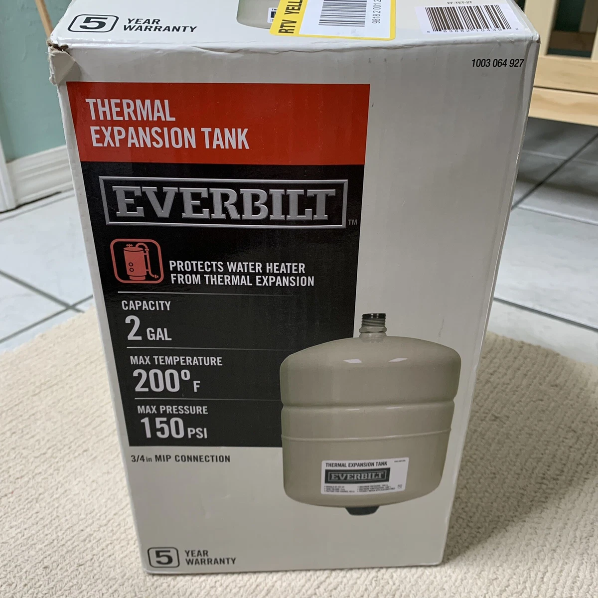 Everbilt 2 Gal. Thermal Expansion Tank Max Temp. 200°F Max Pres. 150 PSI |  eBay
