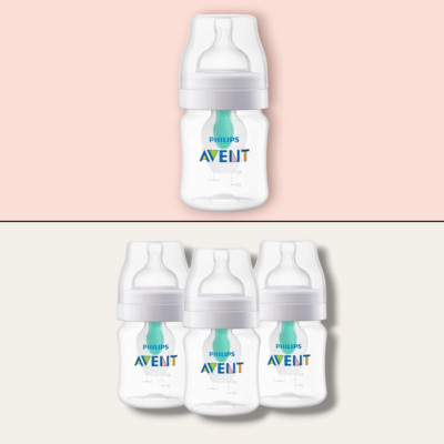 Philips Avent Anti-Colic Clear Baby Bottles 4oz+Newborn Flow Nipples 3 PK or 1PK