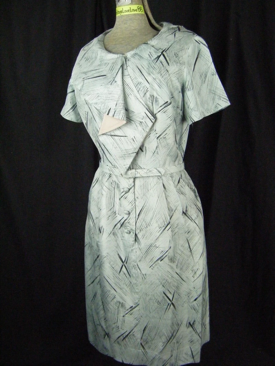grey 50s dress Vintage 1950s Novelty Print Cotton Dress - 50s Scenic Grey Forest Dress - 50s Fit and Flare Dress - 50s Print Dress - 50s Full Skirt Dress