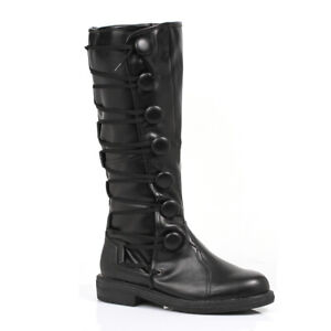 Ellie 125-REN Black Halloween Cosplay Goth 1 inch Heel Knee Boots (Mens Sizes)