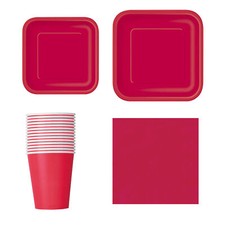 Disposable Paper Plates Cups and Napkins Solid Colours Tableware Sets for Party