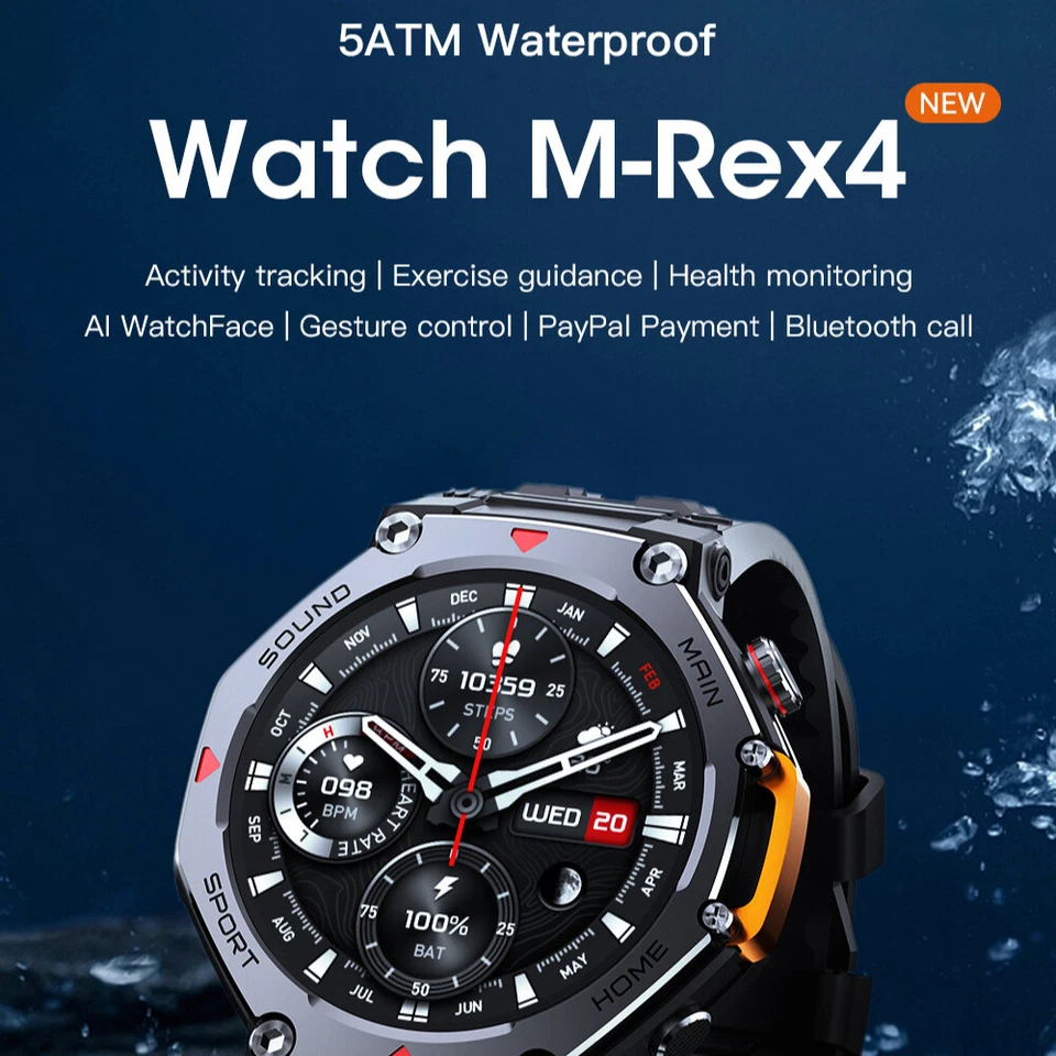 2025 Smart Watch Military Tactical Sport Heart Rate Fitness Tracker Waterproof - Image 4 of 4