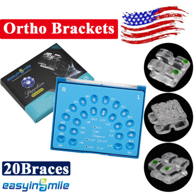 #ad #ad Orthodontic Sapphire Brackets Ceramic Dental Clear Brace MBT ROTH 022 345Hooks $88.99