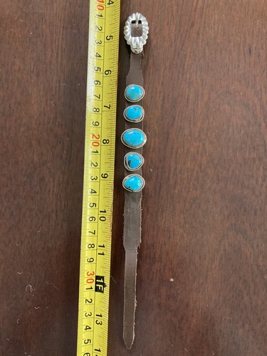 HENRY MORGAN NAVAJO AAAAA KINGMAN TURQUOISE CONCHO BRACELET AND EARRINGS SET - Picture 15 of 16