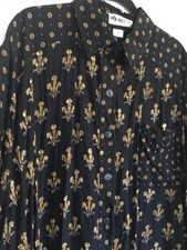 We Be Bop Long Shirt Jacket 2x Black Gold Fleur De Lis Beading 66” Chest