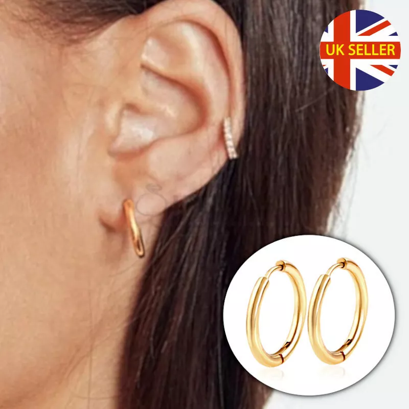 14ct Gold Dipped Stainless Steel Creole Hoop Cartilage Helix Stud