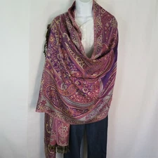 Viscose |Shawl/Wrap| Jamawar Design| Handloomed in Kashmir| Fuchsia & Violet