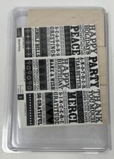 STAMPIN UP Block Party Set of 3 Retired New Unmounted Words Holiday Birthday ETC