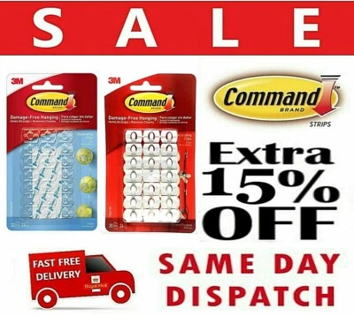 3M Command Hooks Decorating Clips Self Adhesive Strips Wall Hanging Fairy Lights