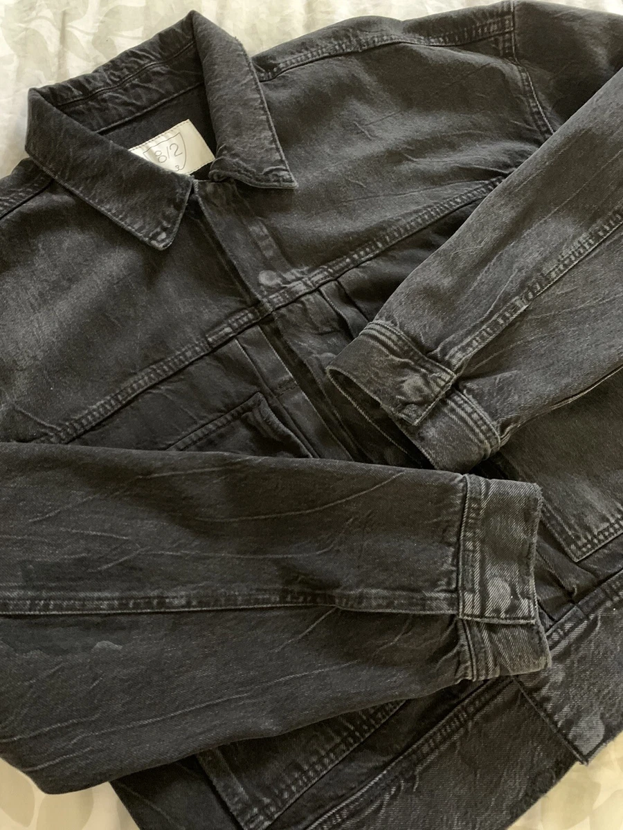 NWT $395 Men’s Hudson Jeans Boxy Crop Trucker Jacket Black Denim Mens Sz M