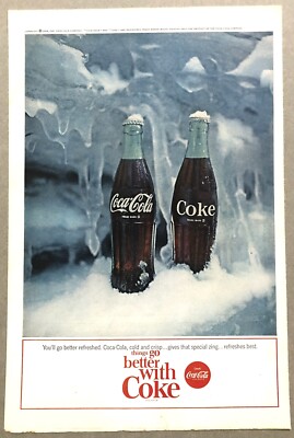 1964 Original Print Advertisement Full Page - Coke Coca Cola Cold Fresh Vintage