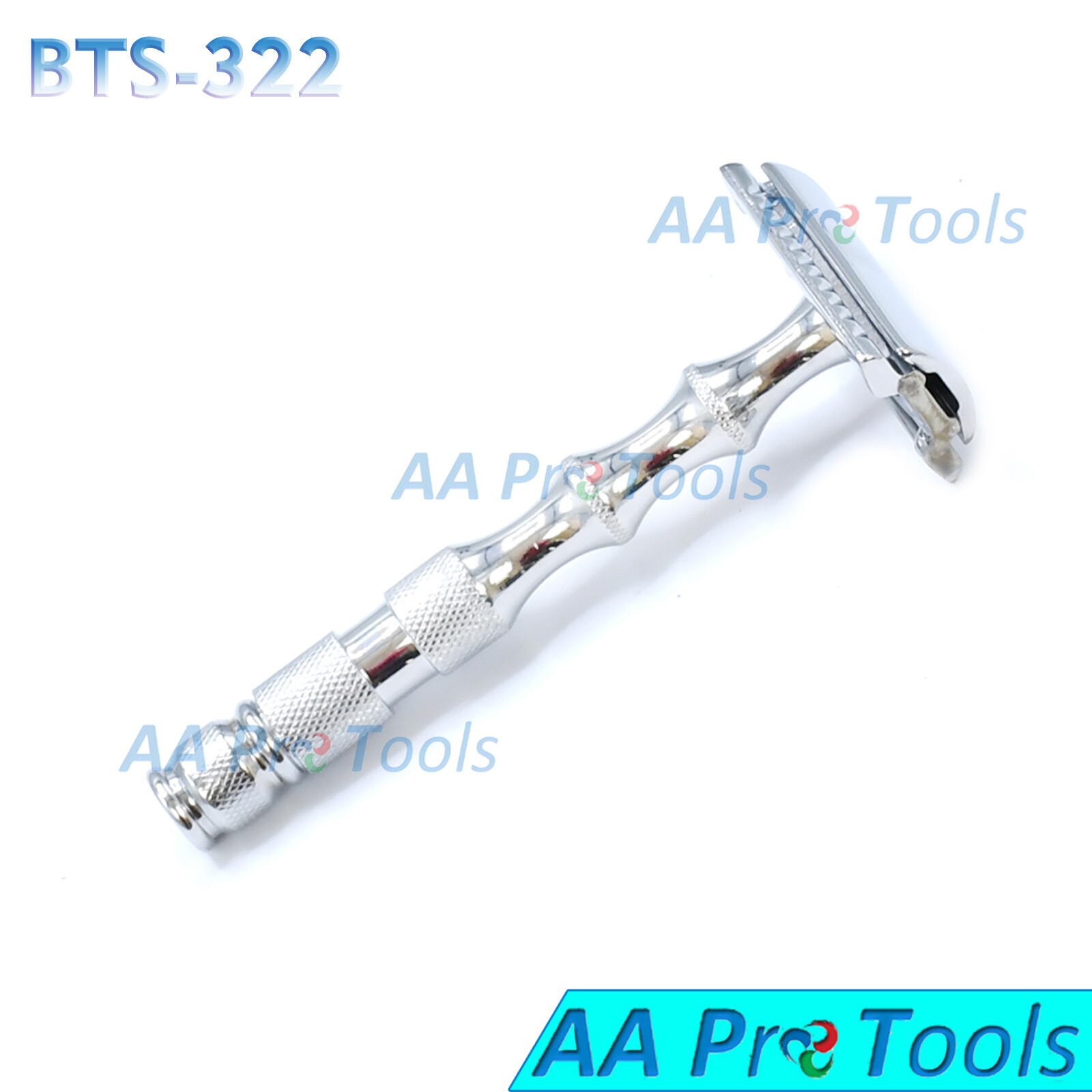 Double Edge Safety Razor Shaver Cut Long Smooth Handle + 5 Blades BTS-322