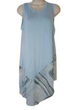 Laura Janelle Womens T-Shirt Dress Blue Knit Asymmetrical Chiffon Hem M New