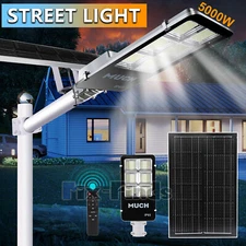 5000W Commercial Solar Street Light Outdoor Dusk Dawn Road Lamp+Solar Panel+Pole