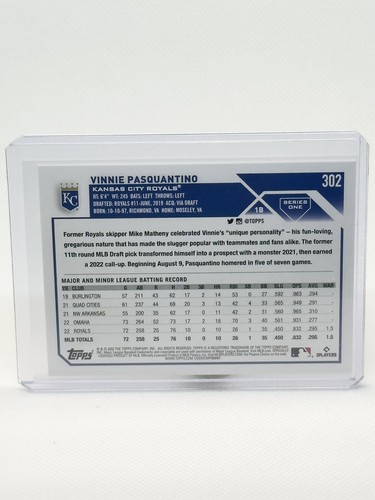 2023 Topps Series 1 #302 Vinnie Pasquantino RC Kansas City Royals coppa oro - Foto 2 di 2