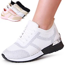 Sneaker Con Zeppa Da Donna Glitterate Scarpe Comode