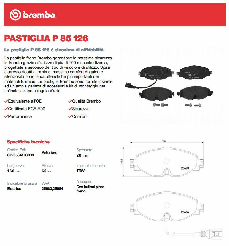 Kit Dischi + Pastiglie Freno Ant Brembo Extra Forati Audi A3 12-> 312 - Miniatura 3