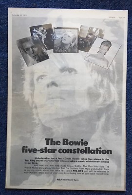 David Bowie ORIGINAL 1973 Sounds Mag Page Promo For The Five Constellations RARE